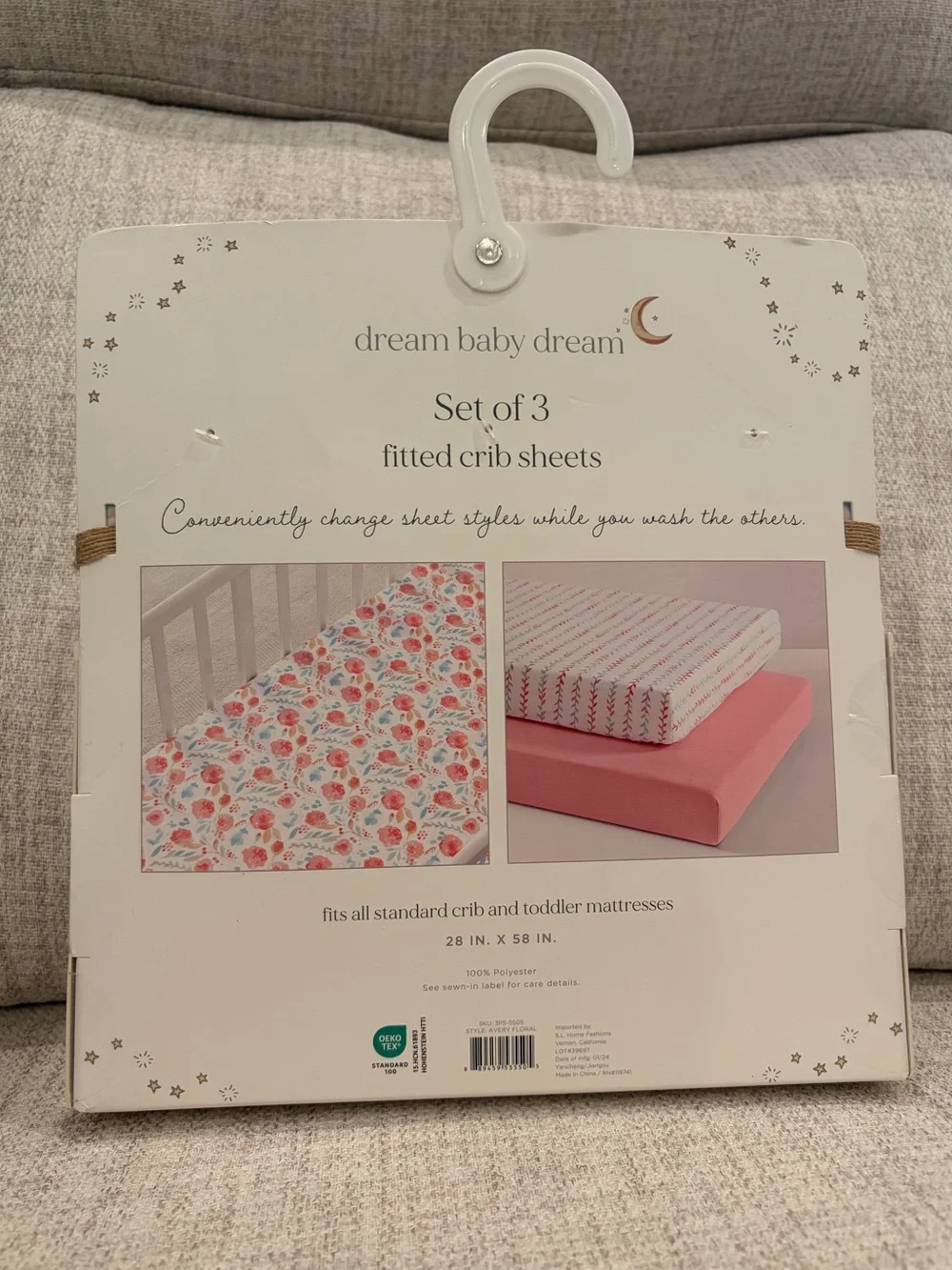 Dream Baby Dream Set of 3 Fitted Crib Sheets